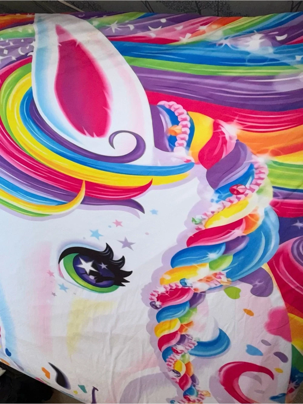 Lisa Frank Inspired Rainbow Majesty Unicorn Duvet Cover 103.94x90.16 inches KING